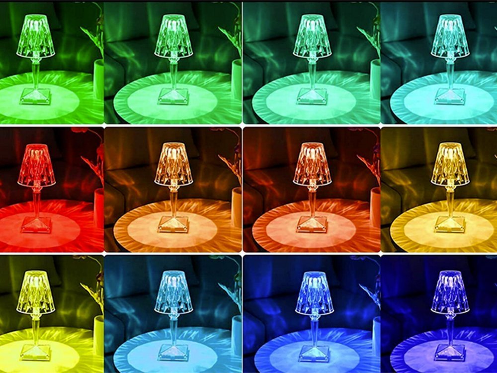 lampa boird soilsiú criostail gloine daite faoi stiúir lampa rgb oíche