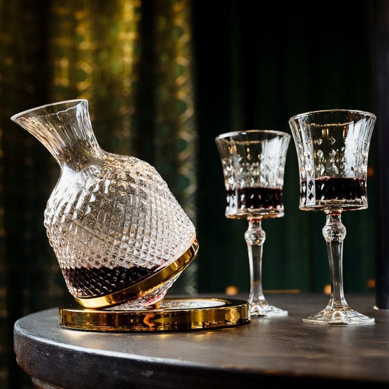 Decanters fíon rothlacha só Socraigh gloine criostail + 2 ghloine do lovers fíona 